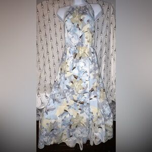 Floral Maxi Dress in Blue and Gray